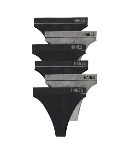 Hanes Originals Seamless Rib Hi-rise Cheeky Panties Pack in Gray | Lyst