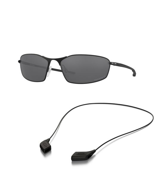 Oakley Metallic Sunglasses Bundle: Oo 4141 414103 Whisker Satin Black Prizm Blac Accessory Shiny Black Leash Kit