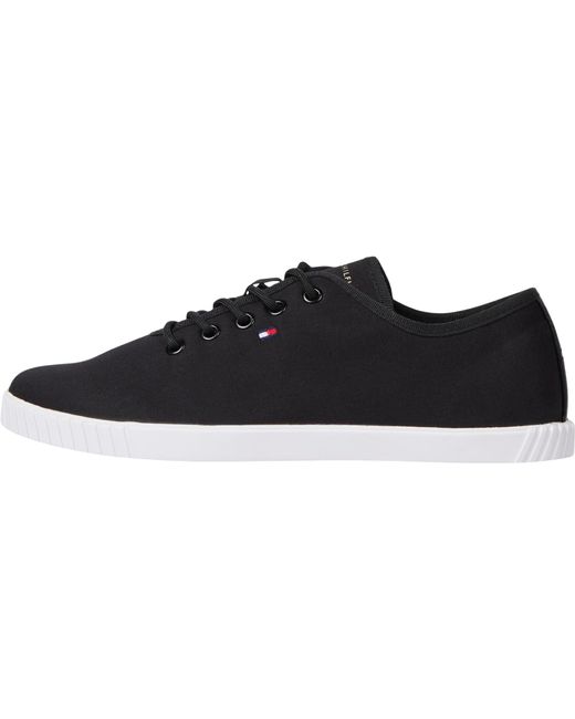 Tommy Hilfiger Canvas Lace Up Sneaker Low Top in het Black