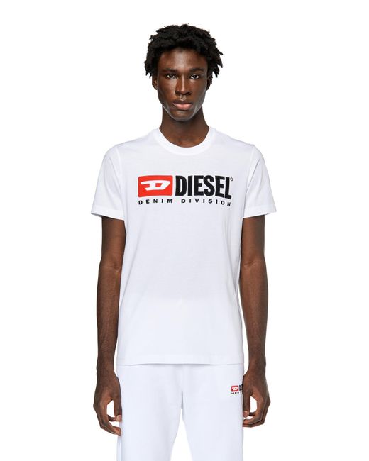 DIESEL White T-shirt With Embroidered Logo for men