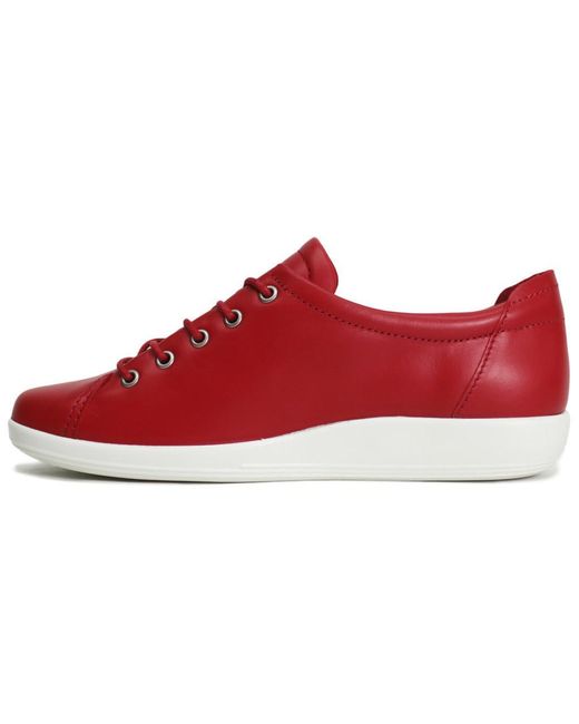 Ecco S Soft 2.0 206503 Leather Chili Red Trainers 4.5 Uk