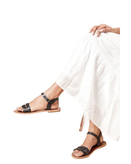 Dorothy Perkins White Isobel Leather Twist Flat Sandals