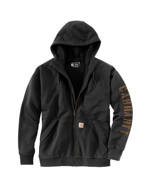 Carhartt Black Rain Defender Loose Fit Fleece Lined Logo Graphic Sweatshirt