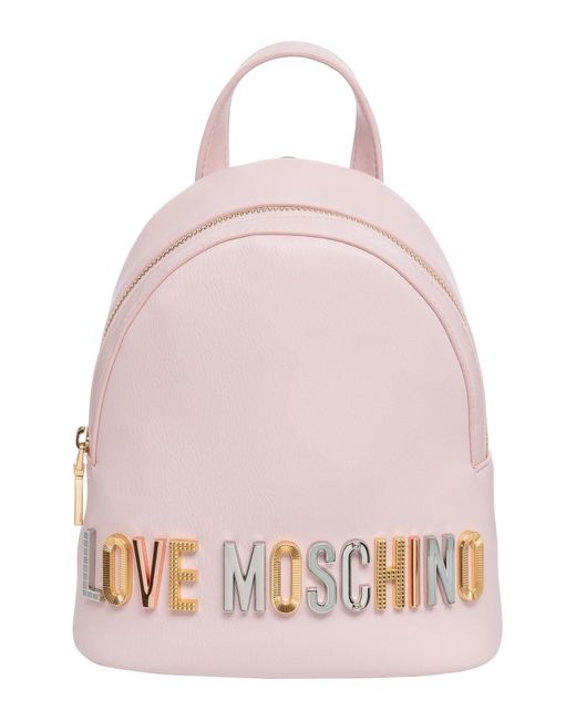 Zaino rhinestone logo di Love Moschino in Pink