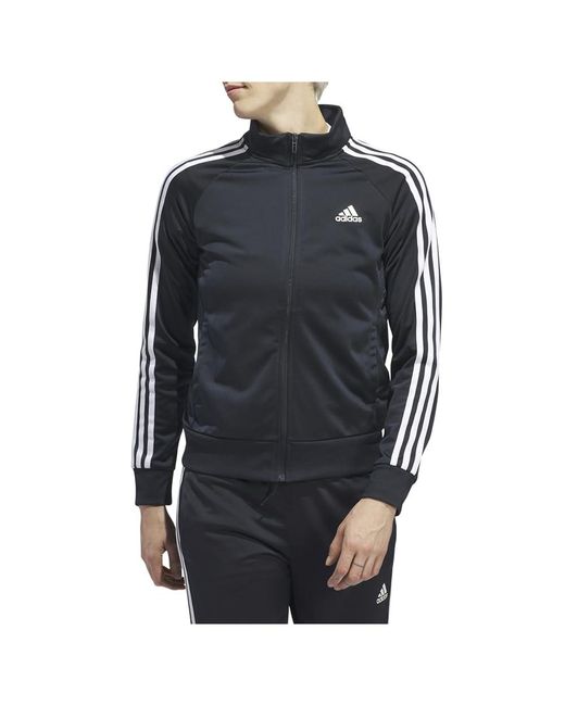 Adidas Black Standard Essentials Warm-up Slim 3-stripes Track Top