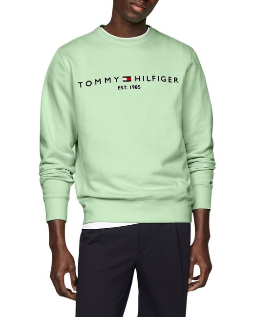 Tommy Hilfiger Green Tommy Logo Sweatshirt Mw0mw11596 Pullover Sweatshirt for men