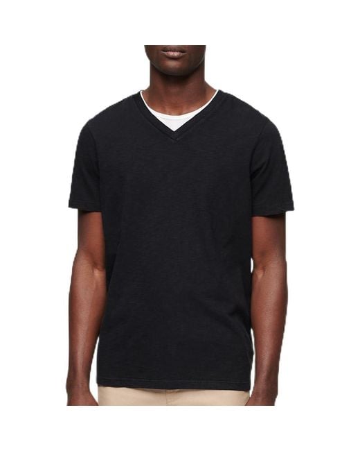 Superdry Slub Short Sleeve V Neck T-shirt L Black for men