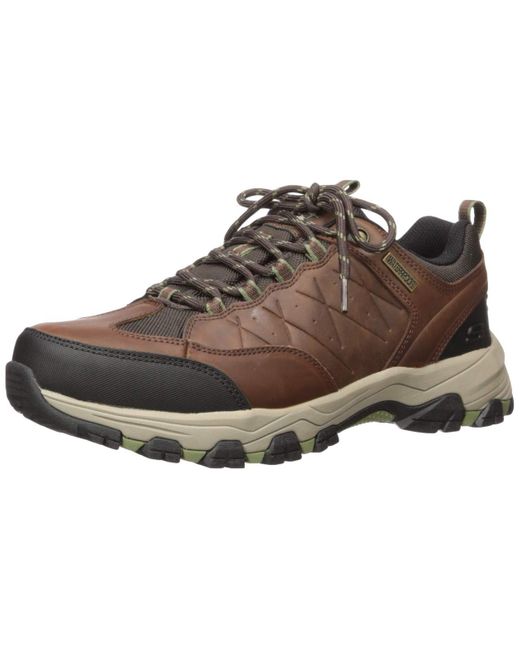 Skechers Black S Helson Waterproof Walking Shoes Lace Up Brown 9 for men
