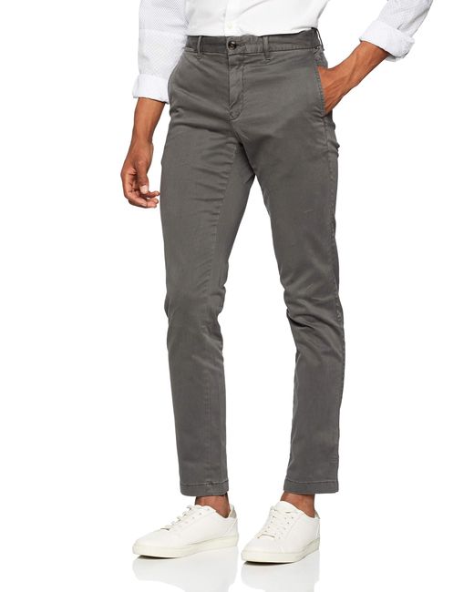 Tommy Hilfiger Straight Denton Chino Gmd Flex Trouser in Gray for ...
