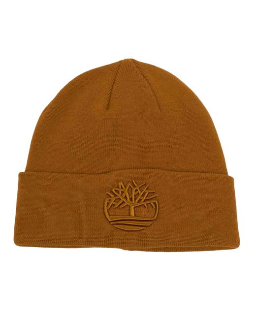 Timberland Brown Tonal 3d Embroidery Beanie Hat With Embroidered Logo Tb0a2pjr for men