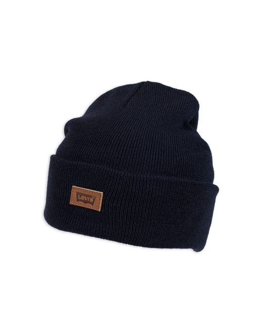 Levi's Blue Classic Warm Winter Knit Beanie Hat Cap Fleece Lined For And