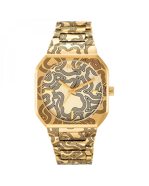 Orologio analogico con bracciale in acciaio placcato oro Lit di Tous in Metallic