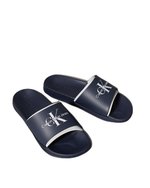 Calvin Klein Rubber Neoprene MONOLOGO YM0YM00361 Slides in Blue für Herren
