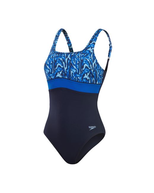 Speedo Blue Shaping Contoureclipse Printed 1 Piece Swimsuit