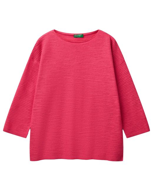 Benetton Pink Maglia Sc Barca M/l 115gd10ct Sweater
