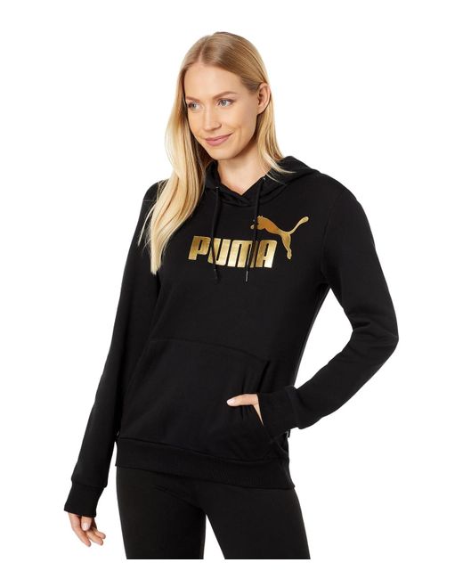 Essentials+ Sweat à Capuche en Polaire avec Logo métallique Sweatshirt Feuille Noire et dorée PUMA pour homme en coloris Black