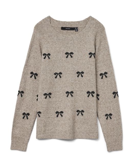 Vero Moda Gray Vmdoffy Intarsia Ls O-NCK Pullov Ga Noos