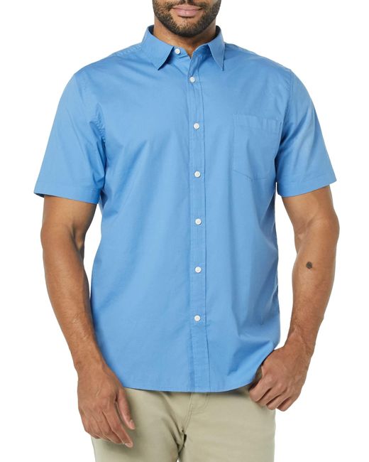 Chemise en Popeline à ches Courtes Coupe Ajustée Amazon Essentials pour homme en coloris Blue
