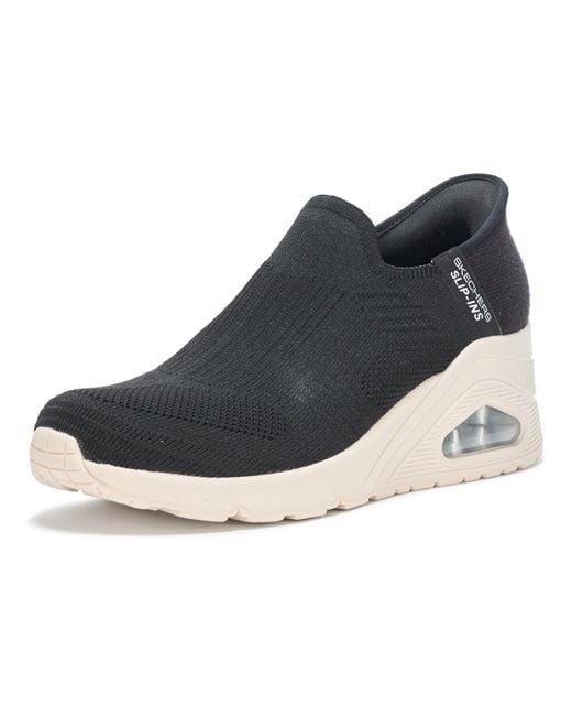 Skechers Black UNO Wedge-Kickin' Knit Hands Free Slip-ins Sneaker