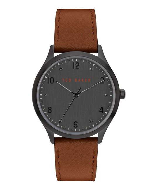 Ted Baker Gray Hatt 40 Mm Brown Leather Watch Bkpmhf907 for men