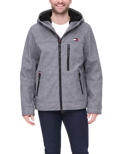 Tommy Hilfiger Soft Shell Sherpa Lined Performance Jacket in Grey
