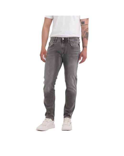 Replay Gray Hyperflex Hypercloud Jeans With Stretch