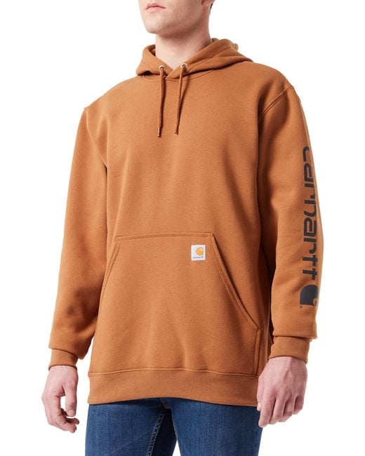 Carhartt Orange Mensloose Fit Midweight Logo Sleeve Graphic Sweatshirt Brownxx-large Tall for men