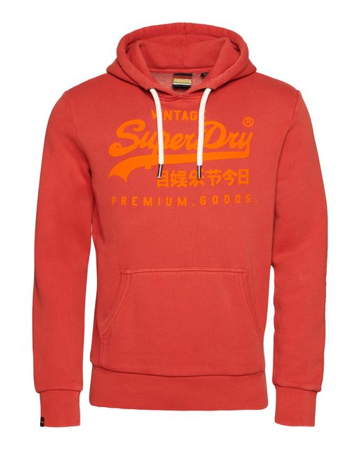 Superdry Red Vintage Vl Neon Hood Sports Hoodie, for men