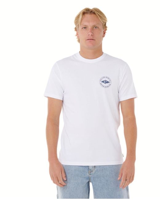 Rip Curl White Graphic Short Sleeve Crew Neck T-shirt for men