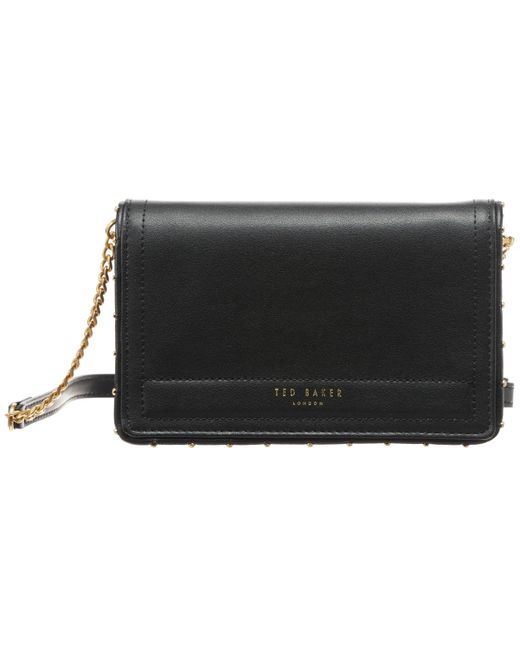 Ted Baker Black Kahnisa-studded Edge Leather Purse Clutches And Evening Bags