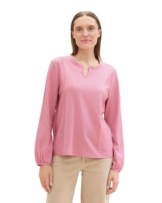 Tom Tailor Pink Basic Bluse mit Streifen