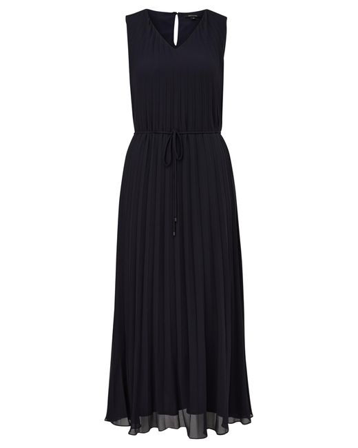 Comma, Black Midi Kleid mit Plisseefalten