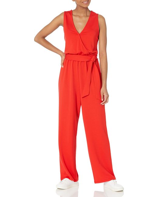 The Drop Red @caralynmirand Sleeveless Wrap Jumpsuit