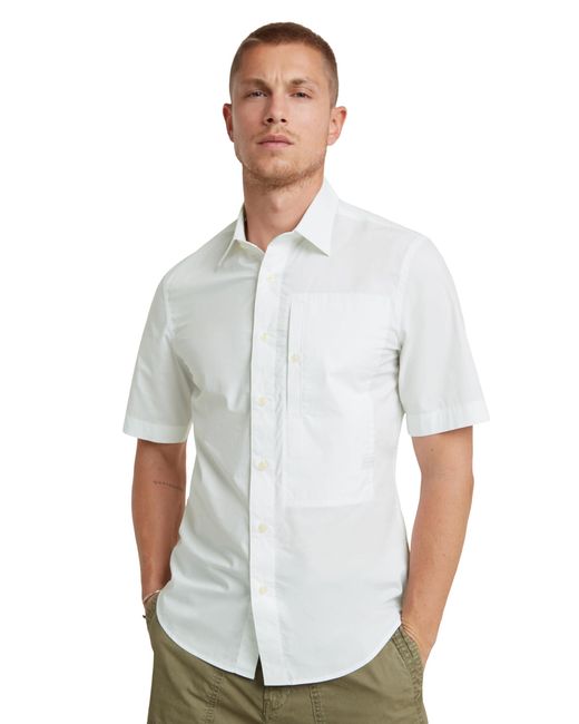 G-Star RAW White G4a Slim Shirt Ss for men