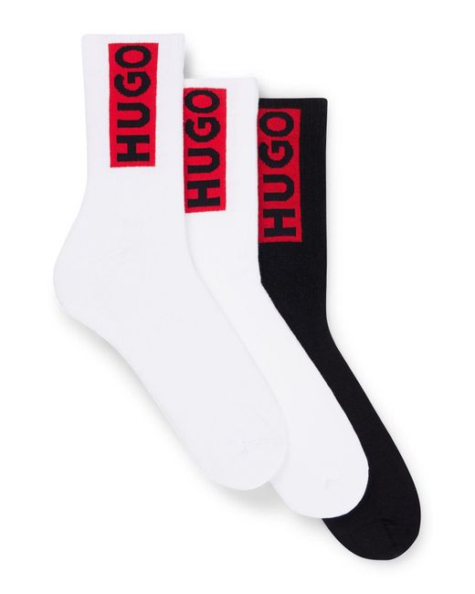 HUGO Three-pack Of Short Socks With Red Logo Labels for men