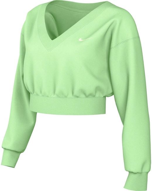 Damen Sportswear Phnx FLC Crop Vneck Top Nike de color Green
