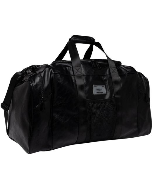 Replay Black Weekender Travel Bag for men