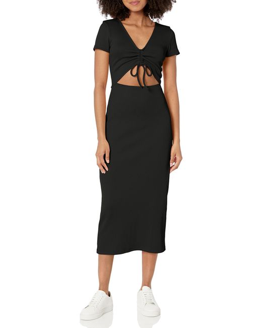 HUGO Black Midi Length Cut Out Dress