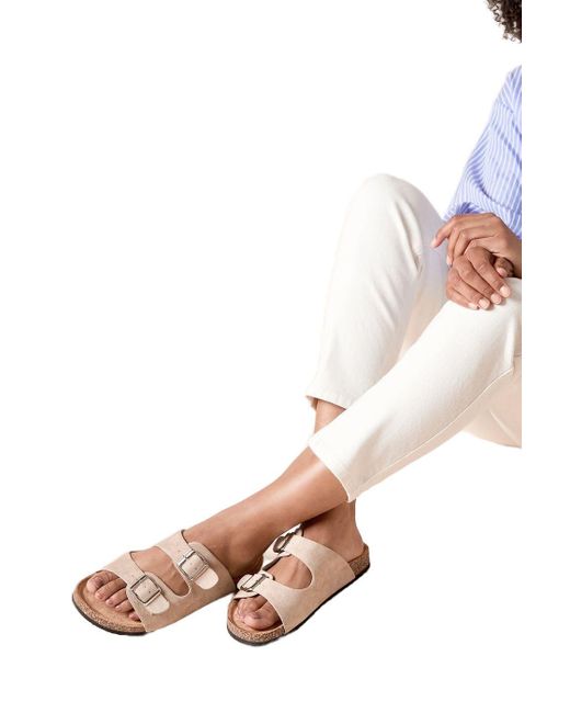 Dorothy Perkins Pink Julie Faux Suede Double Buckle Footbed Sandals