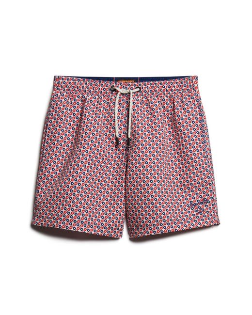 Superdry Red 15 Inch Swimming Shorts Made From Recycled Material With Print for men