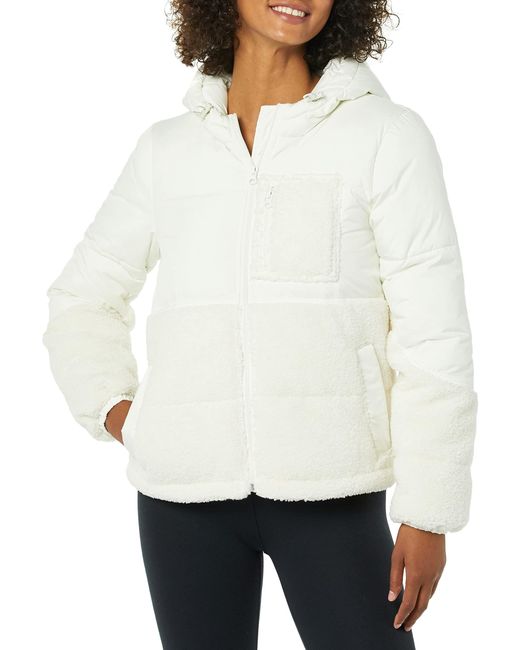 Amazon Essentials Sherpa Puffer Jacket in Ivory (White) Lyst