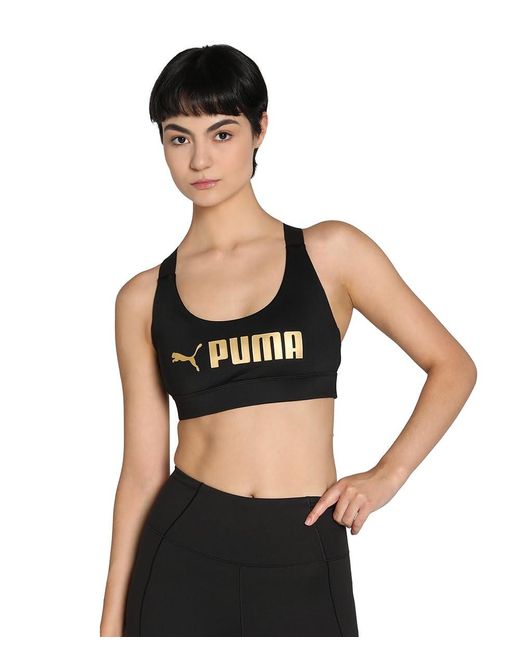 PUMA Black Sport-BH " Fit Mid Support Trainings-BH Damen"