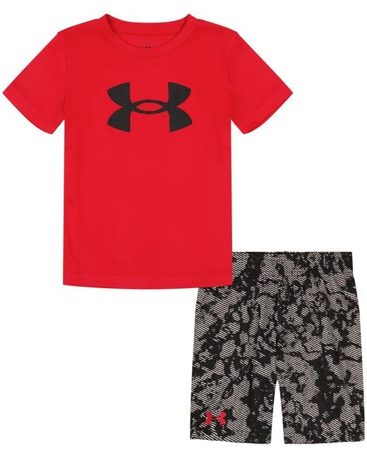 Under Armour Red Mens Short Sleeve Tee And Short Set for men