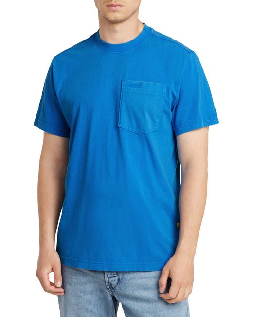 G-Star Washed Pocket R T T-shirt in het Blue voor heren
