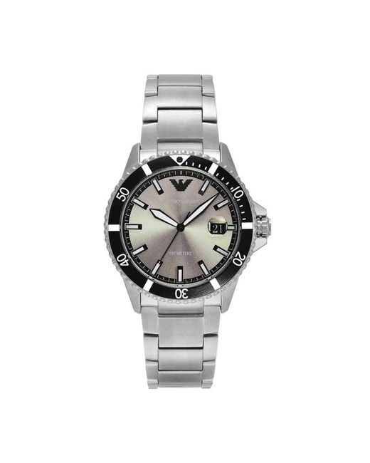 Emporio Armani Analog Quarz Uhr mit Edelstahl Armband AR11683 in Gray für Herren