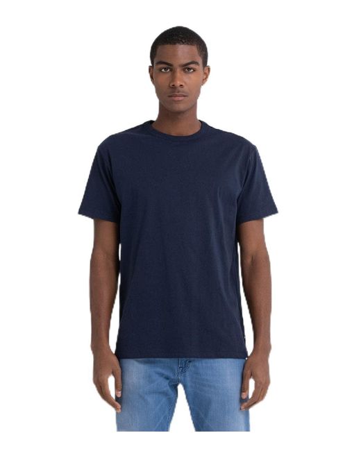 Replay Blue T-Shirt Kurzarm aus Bio-Baumwolle