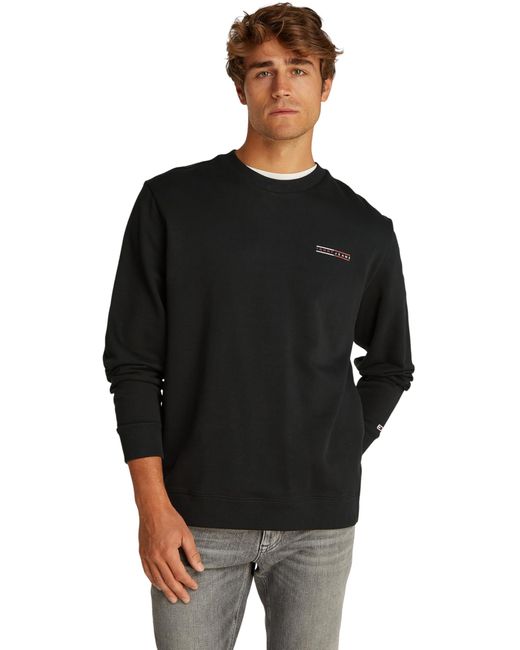 Tommy Hilfiger Black S Tjm Reg Entry Graphic Crew Ext Dm0dm20849 Pullover Sweatshirt for men