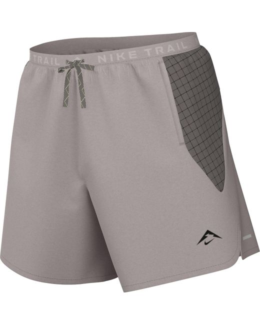 Nike Trail Dri-fit Running Shorts Met Geïntegreerde Slip Voor in het Gray voor heren