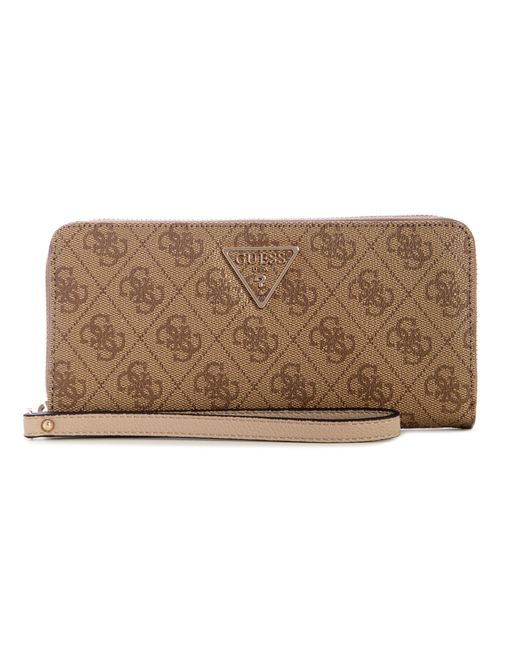Guess Brown Laurel Ii Slg Large Zip Around Wallet L Latte Logo