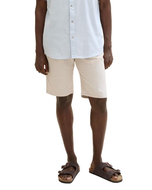Tom Tailor Regular Fit Chino Leinen Shorts in White für Herren